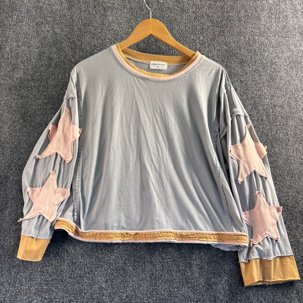 Gray and Pink Star Women's Sweater